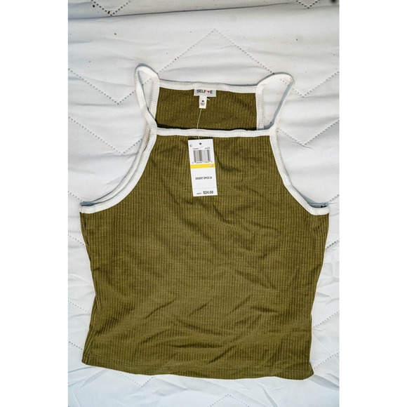 Self Esteem Ribbed Tank Top - Olive, Med - Picture 2 of 4